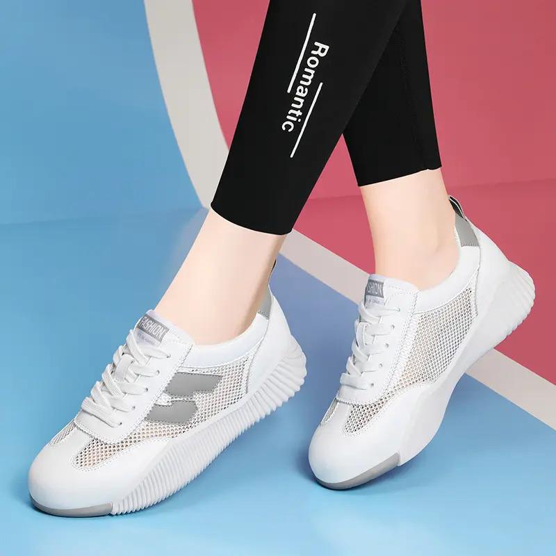 Plush durable women's sneakers - low-cut, genuine leather upper, for running daily workouts