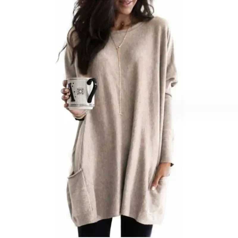 Plush Relaxed Women’s Tunic Sweater - Tunic, Knit, Casual