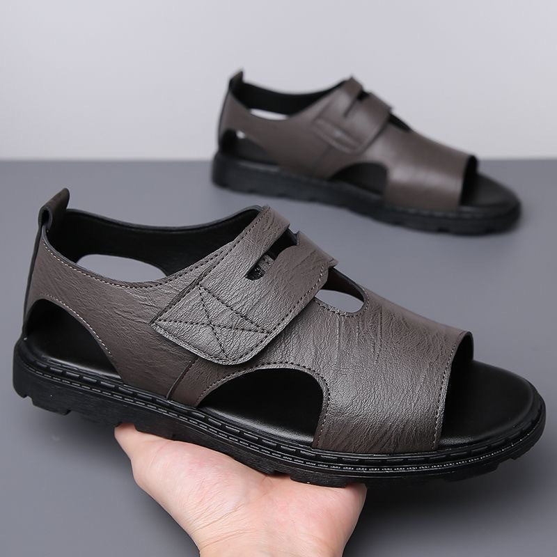 open-toe slip-on, synthetic leather, casual outdoor wear – Breathable men's sandals