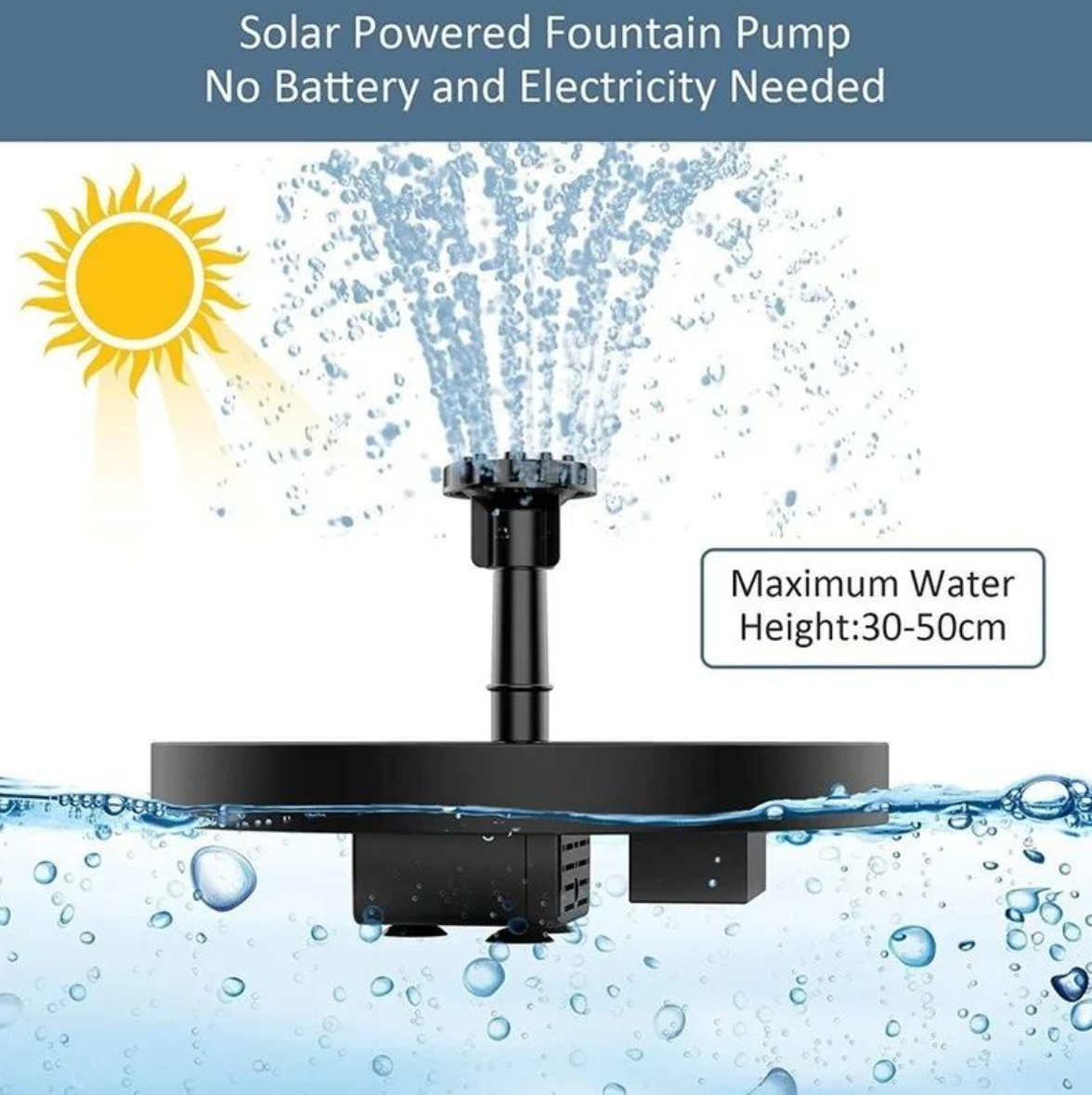 Floating Solar-Powered Fountain Pump for Pond & Garden