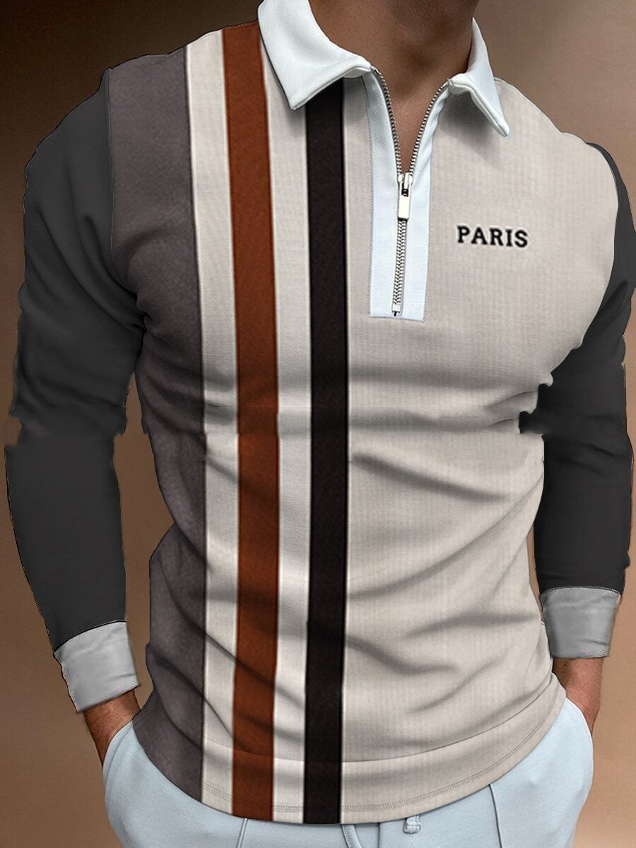 Plush Textured Men's Polo Sweater - Patterned Knit, Cotton