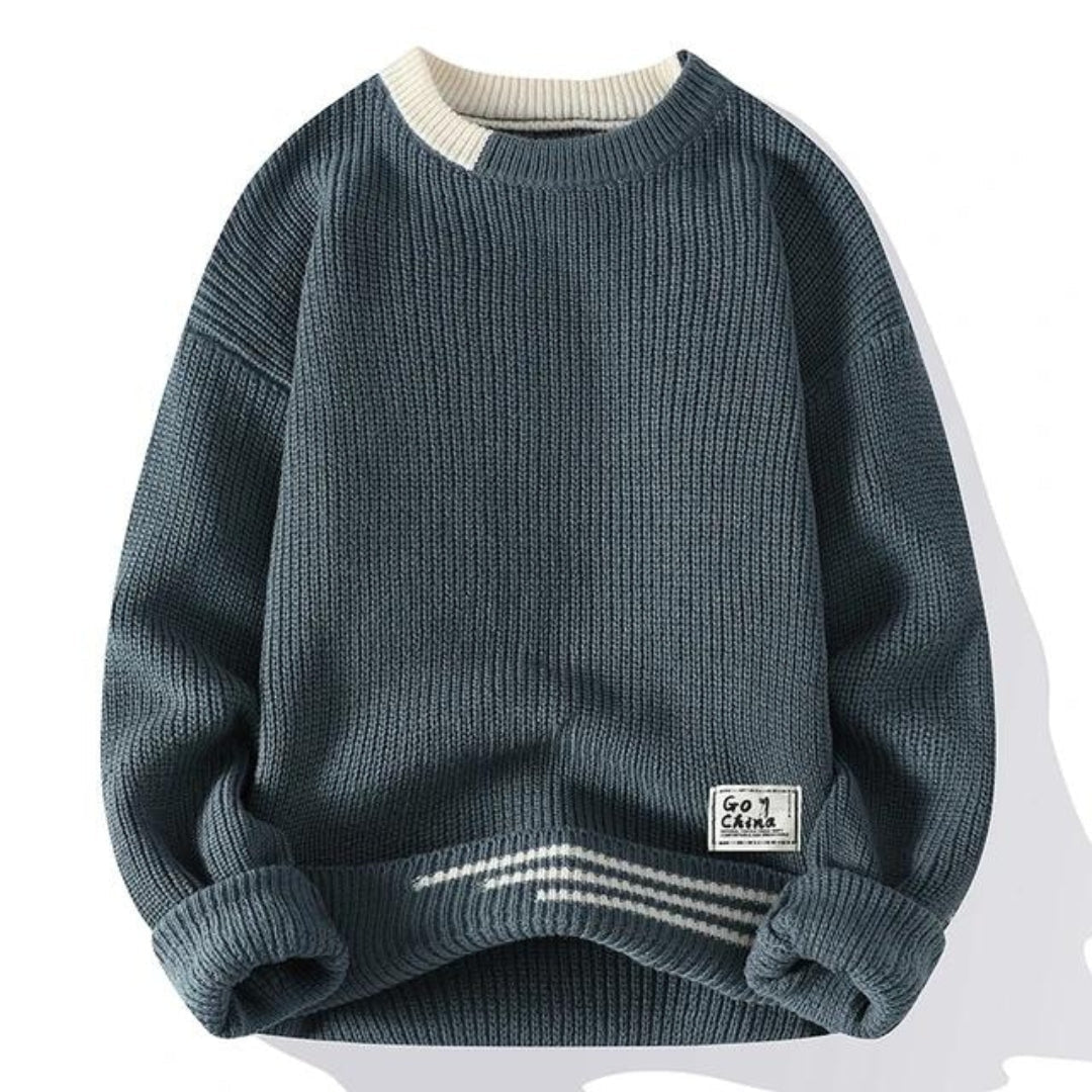 Plush Mens Crewneck Sweater - Relaxed Knit, Warm Casual