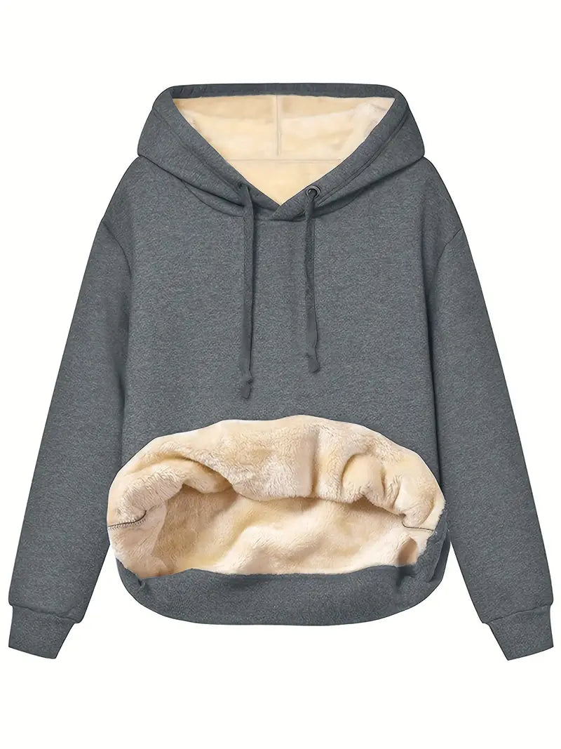 Cozy Warm Women’s Hooded Pullover - Relaxed Sherpa Lined