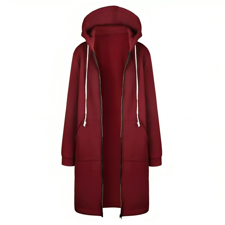 Plush Women Long Zip Hoodie - Relaxed Fit, Cotton Blend