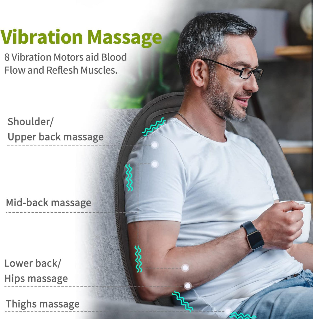 Massage2025 Edition Cushion For Chair And Car Seat With Heat Eight Vibration Nodes Back Pain Relief Fall