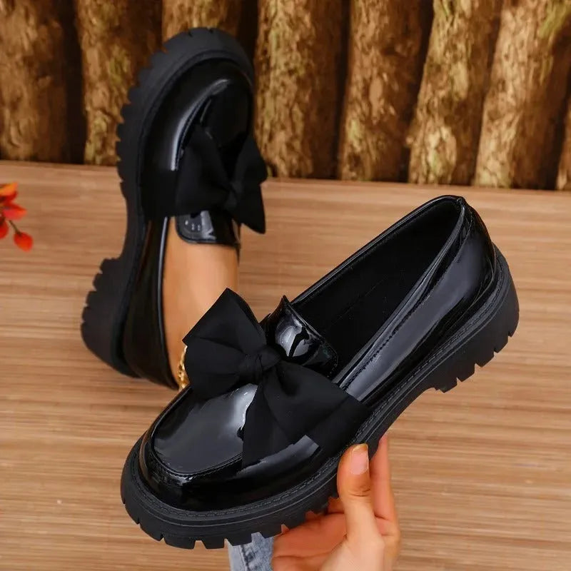Variant image for Thick Varnished Leather Moccasins for Women with Robust Sole for Comfort and Style-10