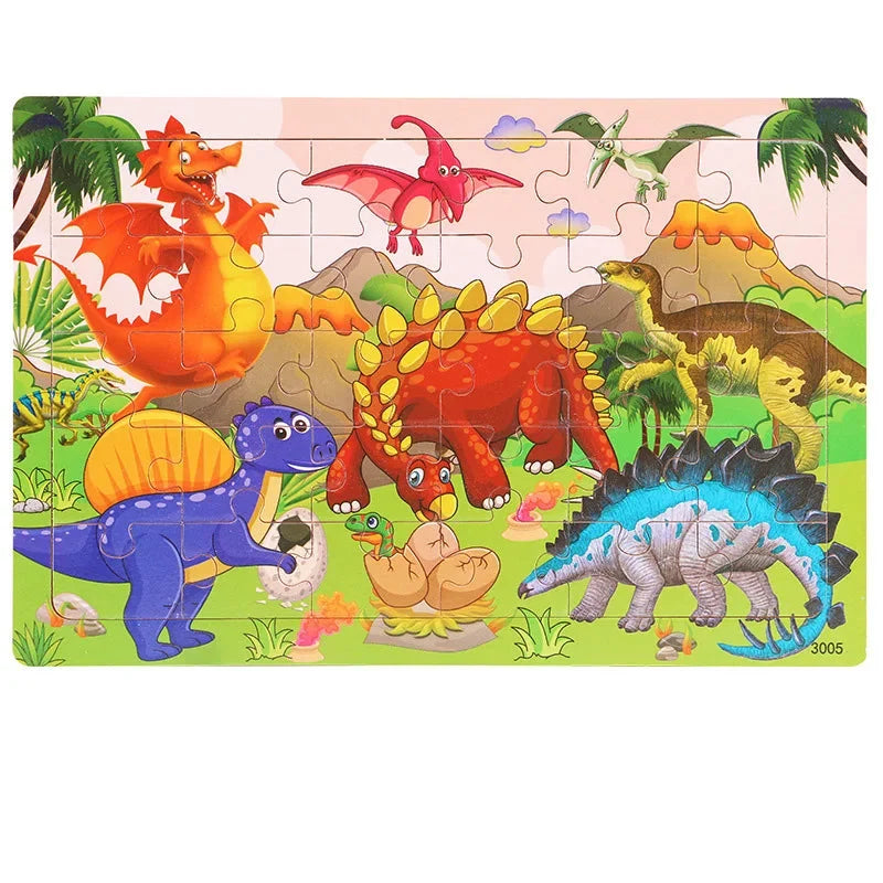 Thinking Logic Wooden Puzzle Jigsaw for Kids - Animal Vehicle Educational Gift