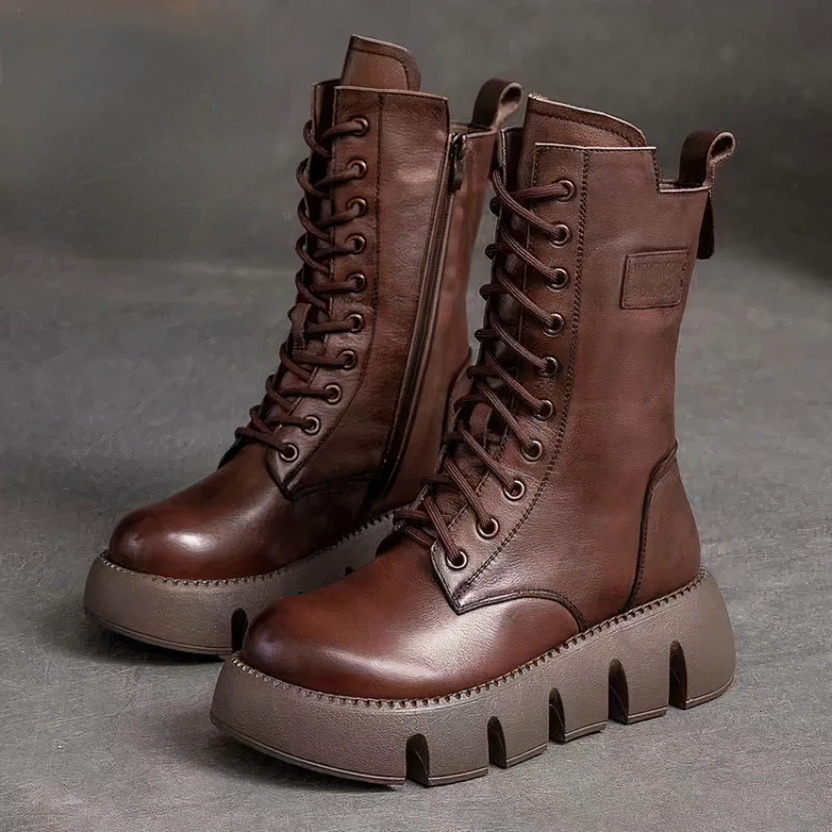 Women’s Supportive Platform Boots - Lace-Up Leather, Winter
