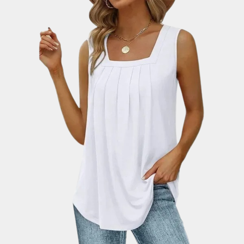 Atmungsaktive Damenbluse – mouwlos, gerafftes Design, aus Baumwolle und Polyester, für Büro und Freizeit 4