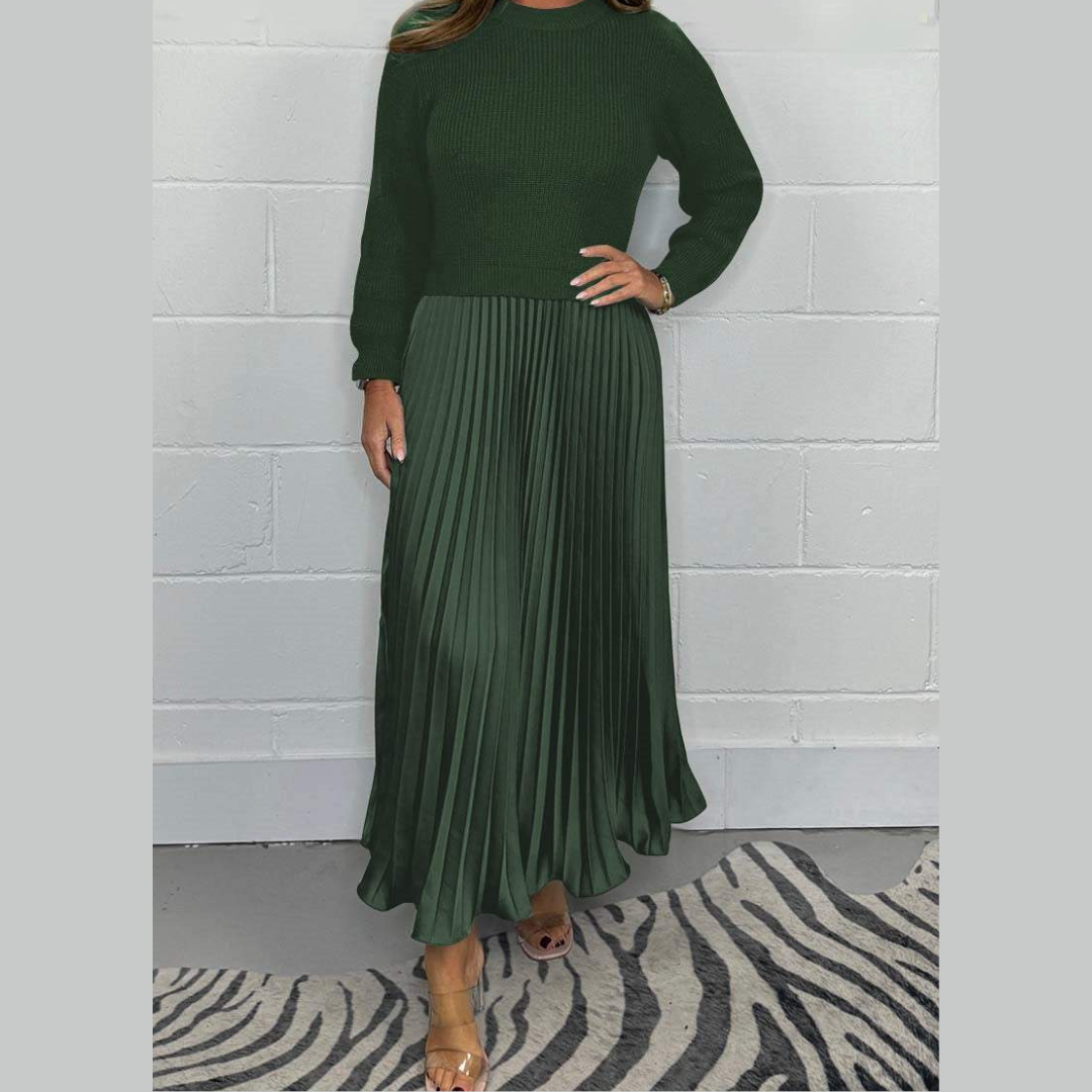 Plush Flowy Women’s Sweater Skirt Kit - Pleated Maxi, Satin