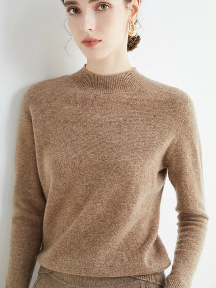 Plush Timeless Women’s Pullover - Mock Neck, Wool, Work