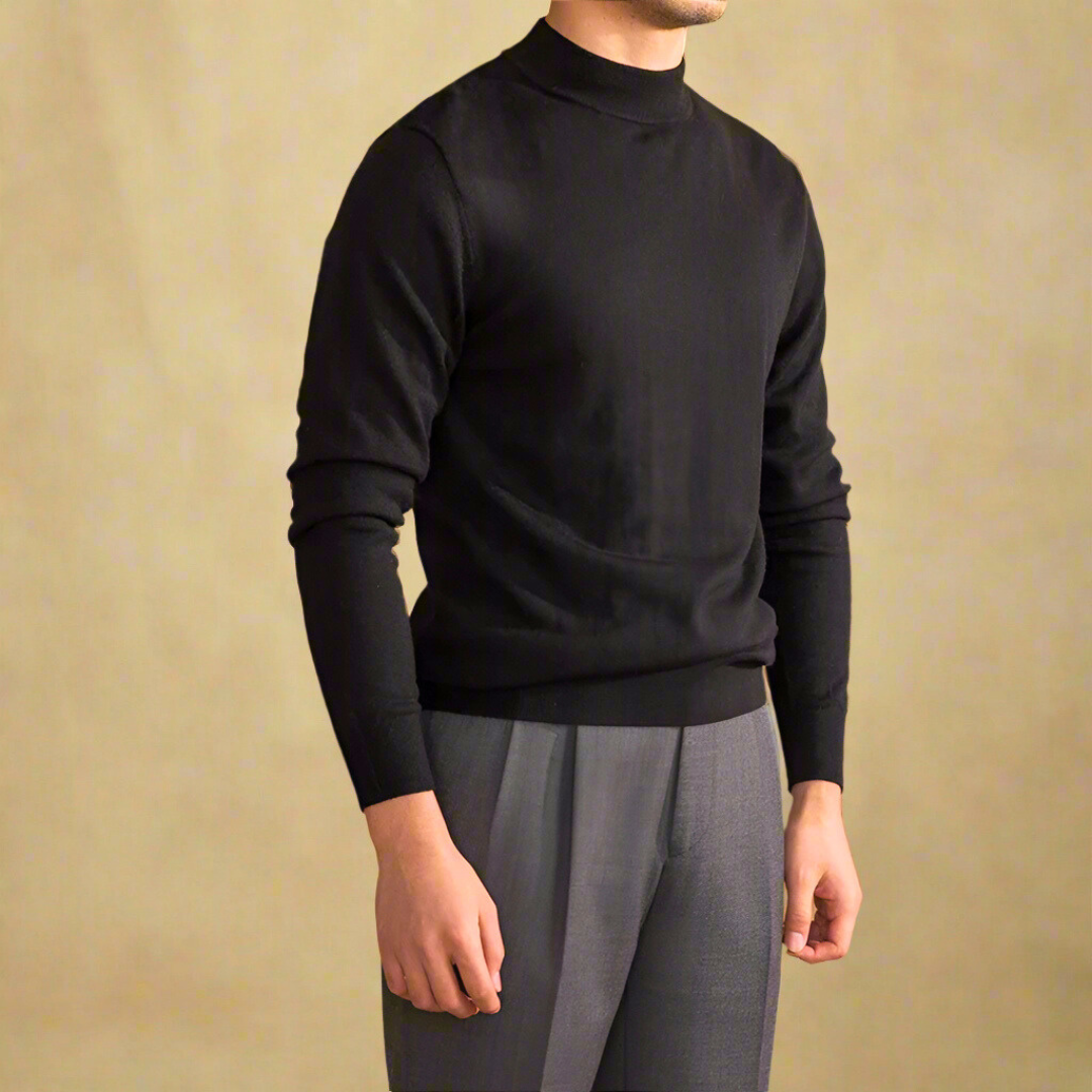Plush Timeless Men's Turtleneck Sweater - Fitted, Wool, Work