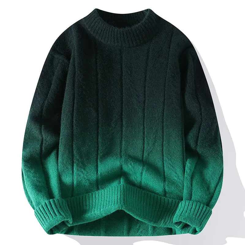 Plush Timeless Men's Gradient Knit Sweater - Crewneck Wool