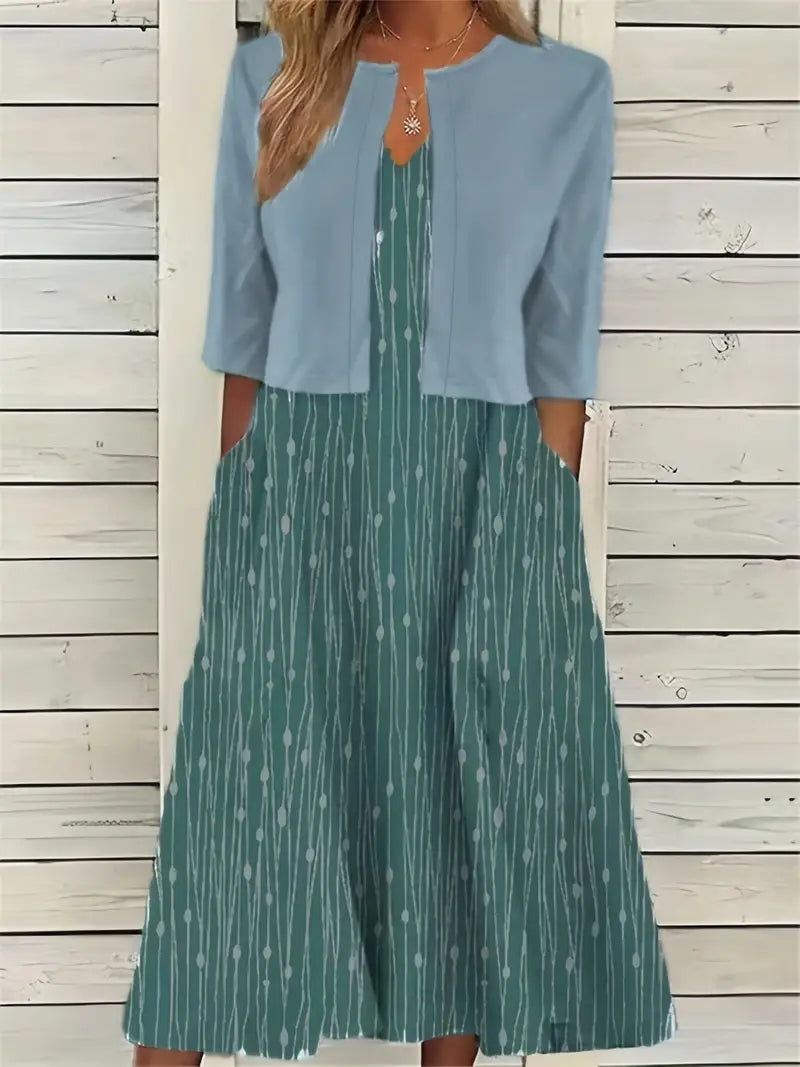 Fließendes Damenkleid – einfarbiges Oberteil, floral, für Hochzeitsgast oder festliche Anlässe 12