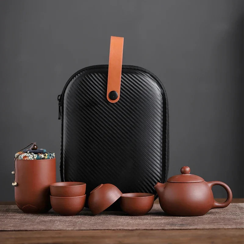 Tea Kit Purple Sand Travel-Friendly Gaiwan Travel Tea Ceremony Kit Fall 2025 Yixing Clay Outdoor Gift