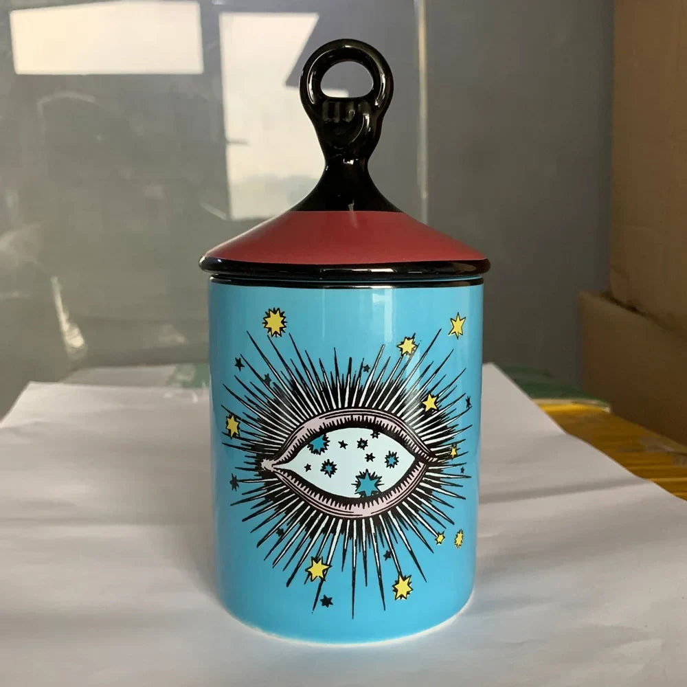 Candle Holder Starry Sky Big Eye Ceramic Jar Household Decor Fall 2025 Aromatherapy Scented Gift