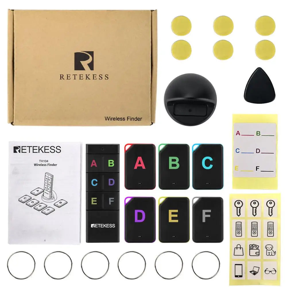 Cordless Key Finder 1 Transmitter 6 Receivers RF Locator Back To School 2025 Household Tracker With 80dB Beep And LED