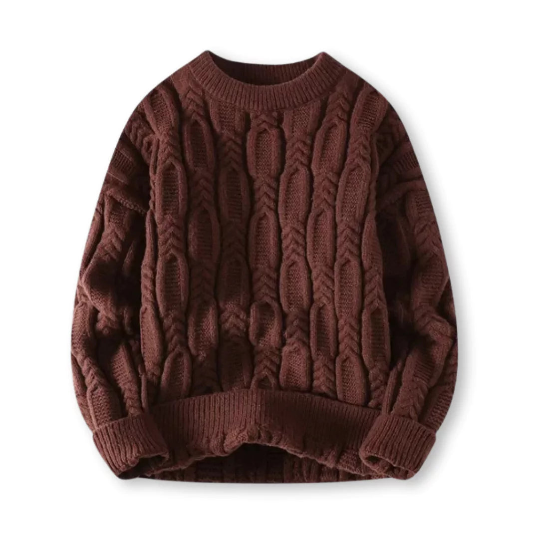 Men’s Warm Sweater - Cable Knit, Chunky, For Winter