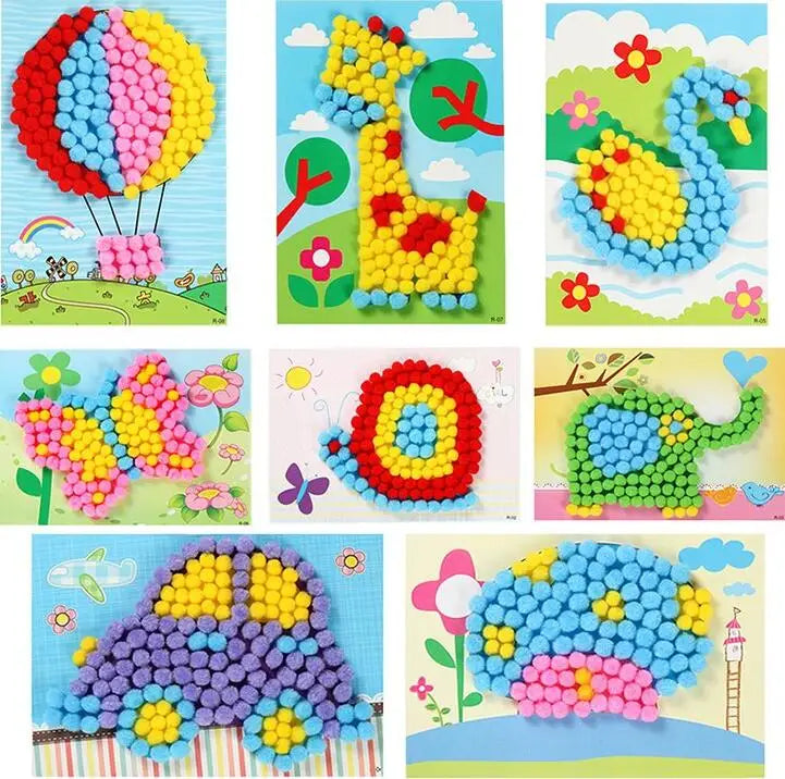 Creative DIY Plush Ball Painting Kit for Kids - Educational Cartoon Crafts, Handmade Material, Fun Puzzles for Children