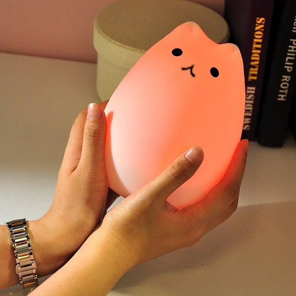 LED Night Light Cat Touch Sensor 16 Colors Dimmable USB Battery-Powered Silicone Lamp Kids Gift Back to School 2025 Glow