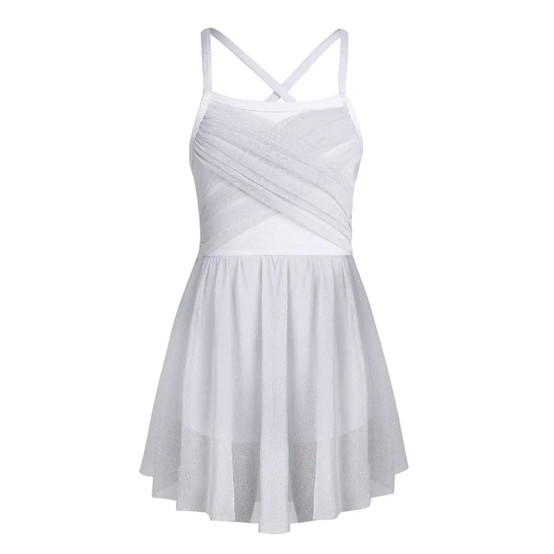 Light Girls' Dance Dress - Flowy, Glittery Mesh, Ballet & Gymnastics Costume