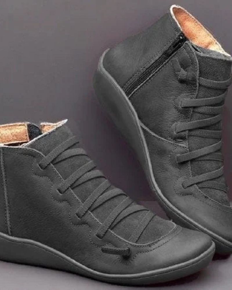Supportive Timeless Leather Ankle Boots - Lace Up, Casual