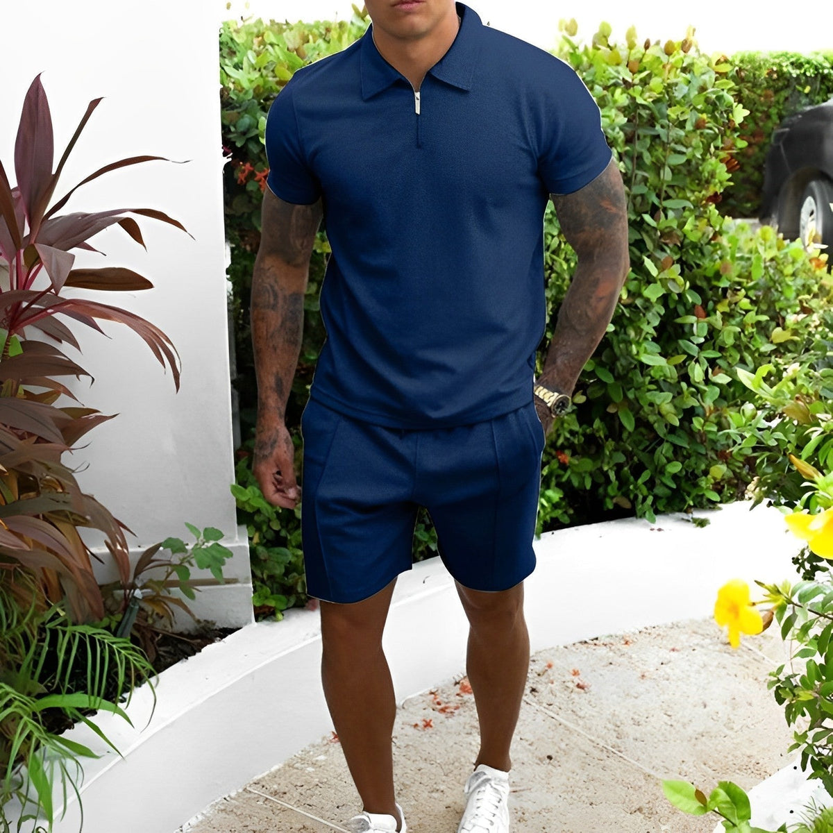 Leichtes Herren Sommer-Set – atmungsaktives Hemd und Shorts, für Freizeit und Strand 4