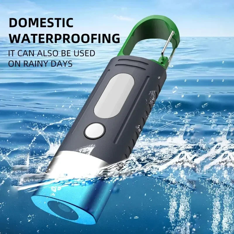Mini Handy High Power LED Flashlight - Water-Resistant Camping Light with Telescopic Zoom and Side Lights