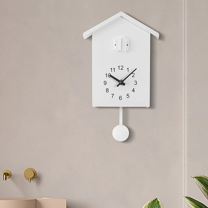 Cuckoo Wall Clock 20x25cm Muted Green Contemporary Hanging Household Clock Fall 2025 Whimsical Quartz Pendulum Gift
