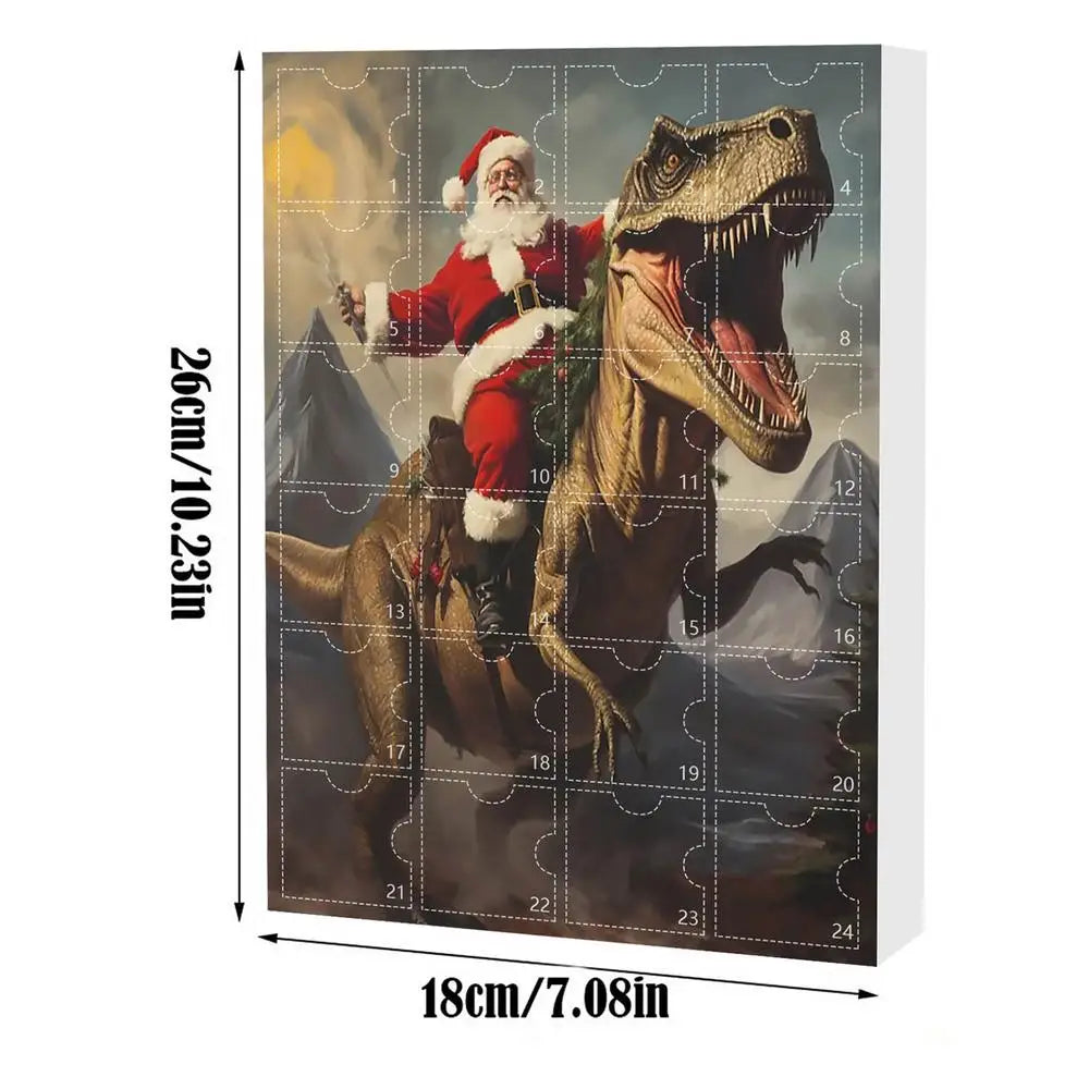 Advent Dinosaur Calendar - 24-Day Christmas Countdown, Fun Holiday Decor for Kids and Families