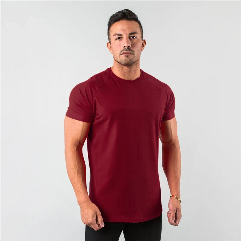 short sleeve, cotton blend, for workout & casual wear – Breathable slim fit men's gym t-shirt