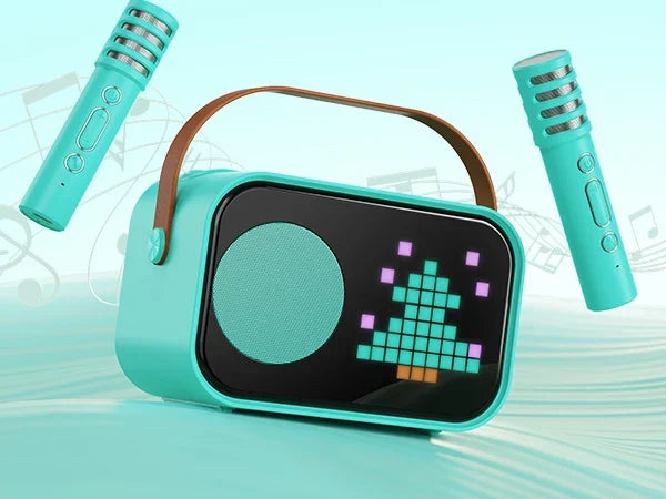 Kids2025 Edition Karaoke Machine Travel-Friendly Bluetooth Speaker With 2 Cordless Microphones Party Gift