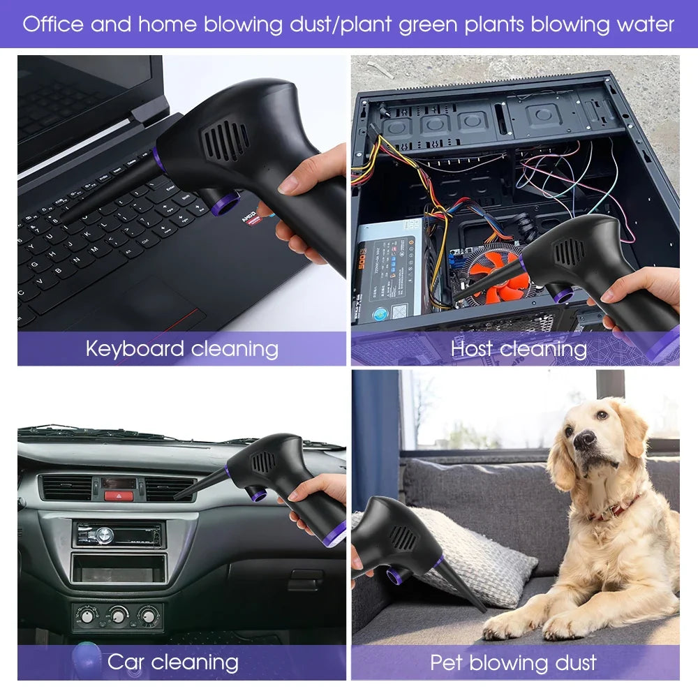 Cordless Air Duster Travel-Friendly 15000mAh Motor-Driven Cleaner - USB Battery-Powered Compressed Air Blower