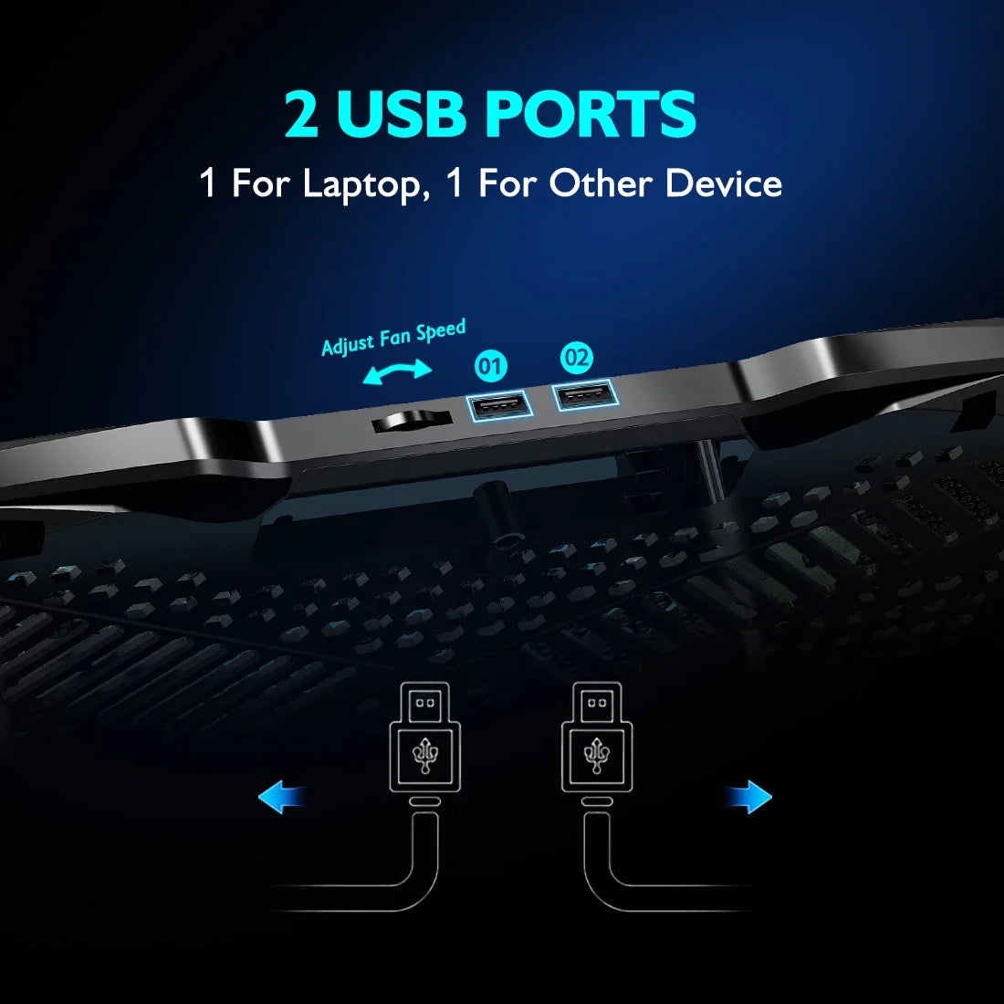 Laptop Cooling Pad with 5 Quiet Fans, Flexible Height & Phone Holder - Compatible with 12-15.6 Inch Laptops