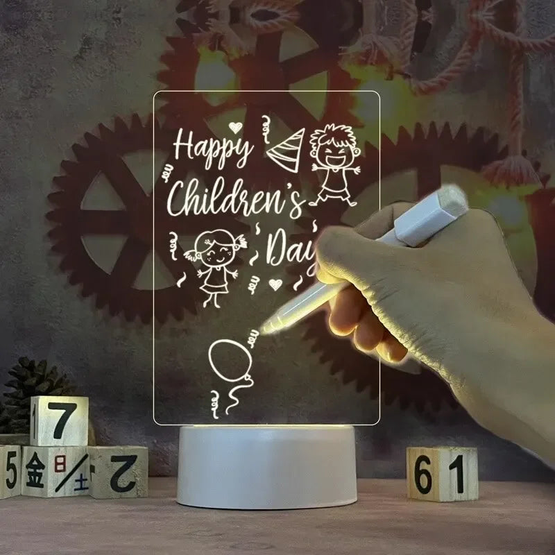 LED Creative Message Board Night Light - USB Doodle Lamp for Kids, A Fun Valentine's Day Gift