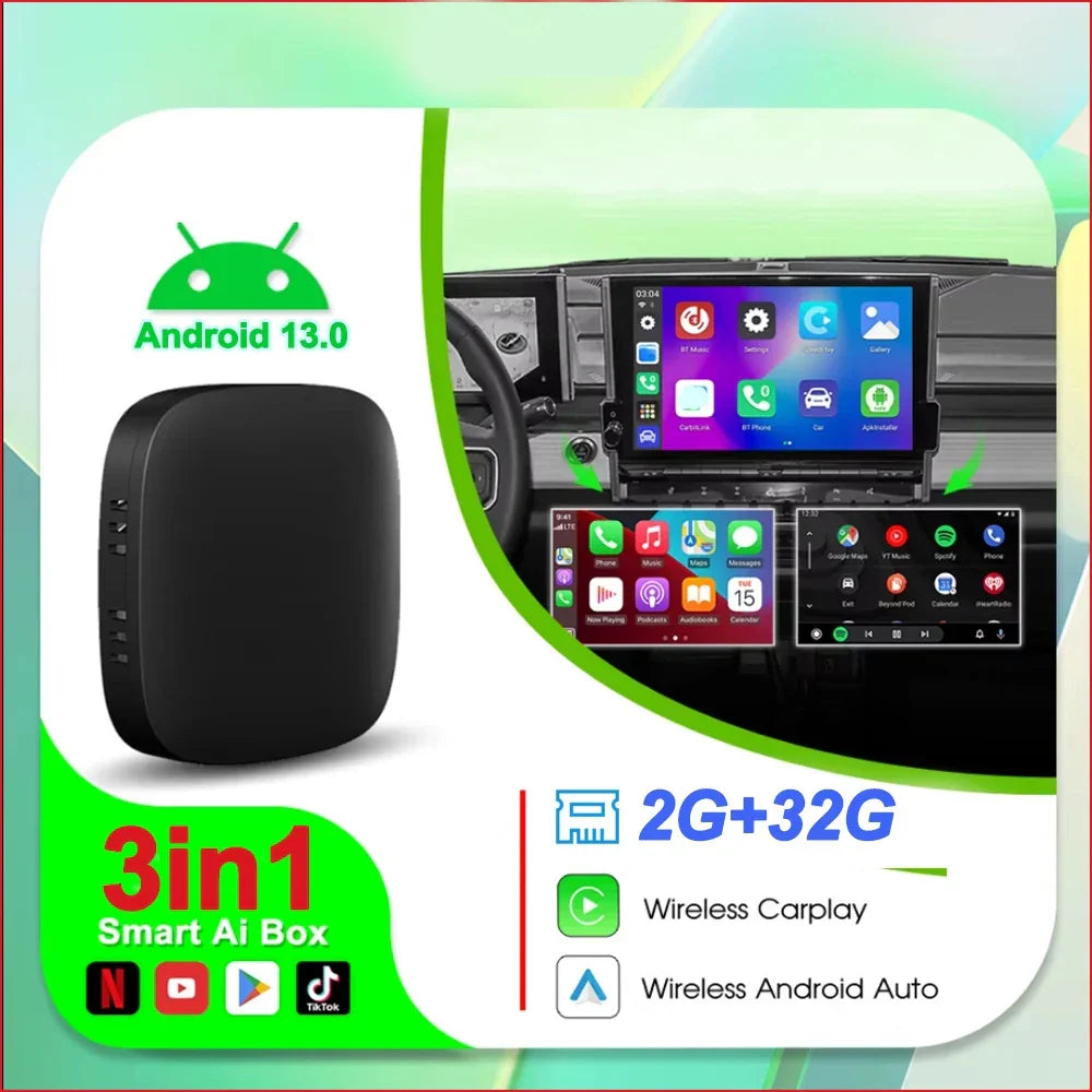 Android TV Box CarPlay AI Cordless BuiltIn Play Store Android Auto YouTube Netflix Fall 2025 Trend Gift