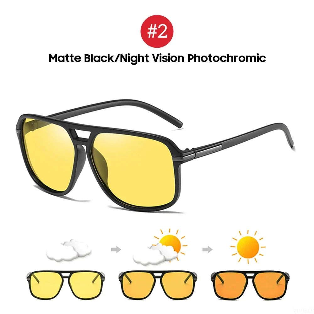 Night Polarized Vision Sunglasses Oversized Square Photochromic Lenses For Day To Night Driving Fall 2025 Trend