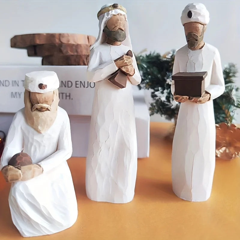 Nativity Figurines Kit Handcrafted Resin Three Wise Men Nativity Scene Christmas Decor Gift