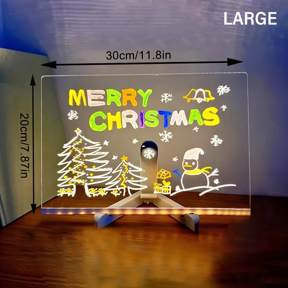 Bright LED Acrylic Message Board - Erasable USB Drawing Board for Kids, Great for Birthday Gifts & Bar Advertising