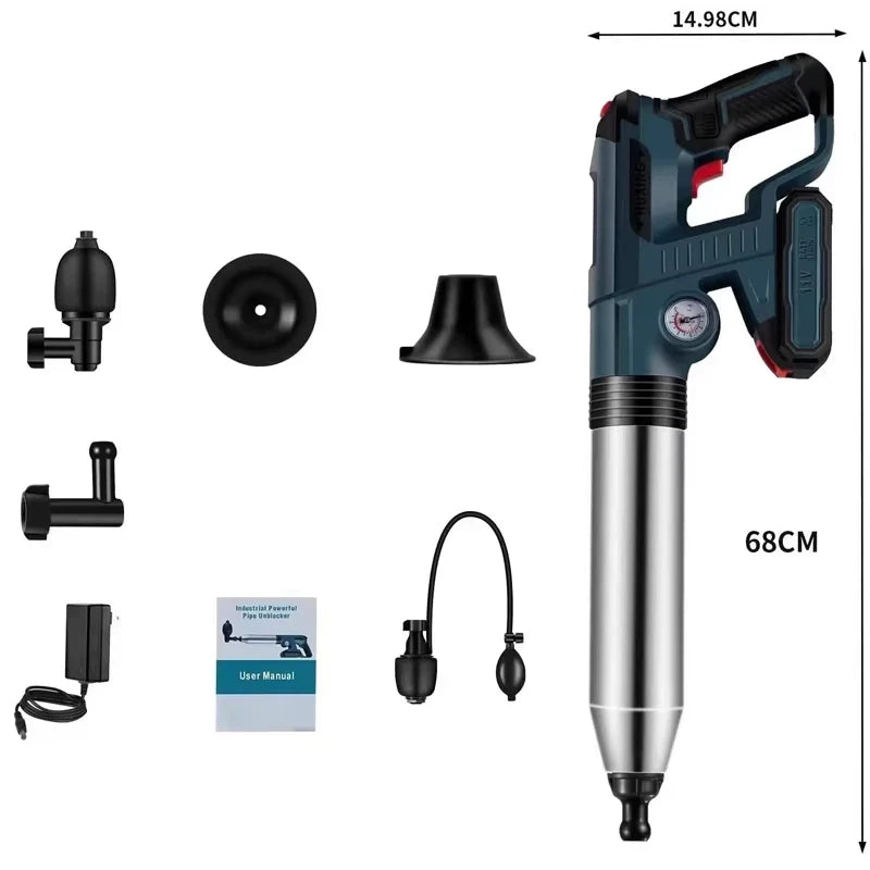 High-Pressure Air Plunger Cordless Drain Unclogging Kit For Sewer Pipes With Attachments Fall 2026 Household DIY