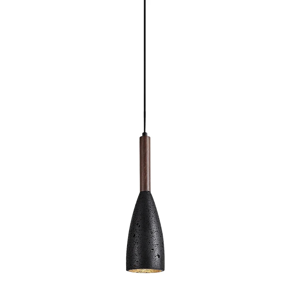 Japanese Japandi Pendant Light Wood And Travertine Bedside Lamp