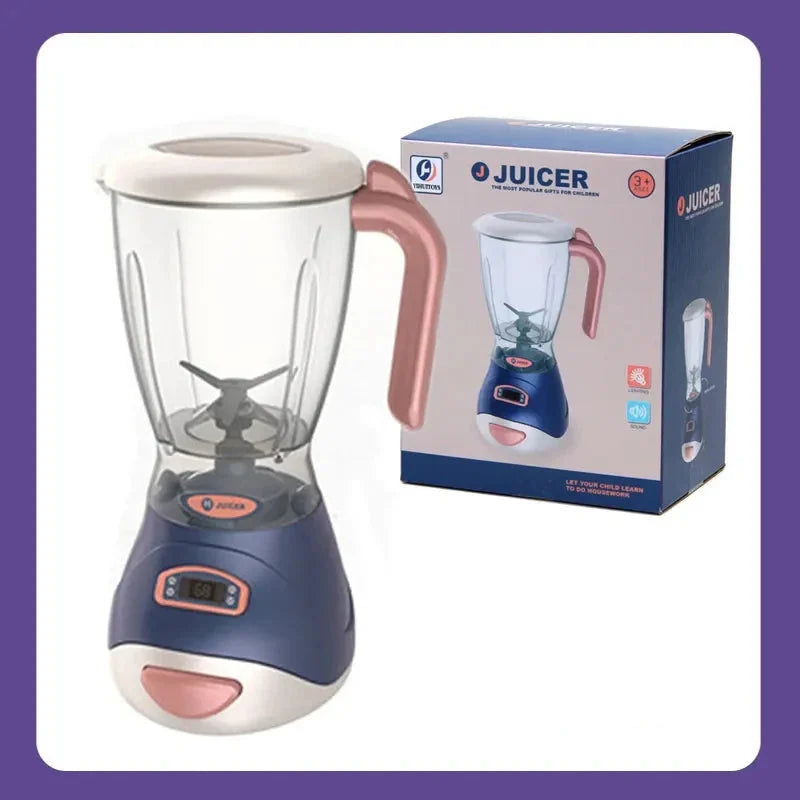 Pretend Kitchen Playset - Motor-Driven Vacuum, Juicer, Washing Machine & Water Sweeper Toys for Kids