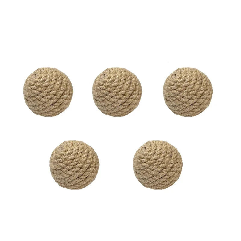 Handmade 5PCS Sisal Cat Sounding Balls - Interactive Toy for Kittens