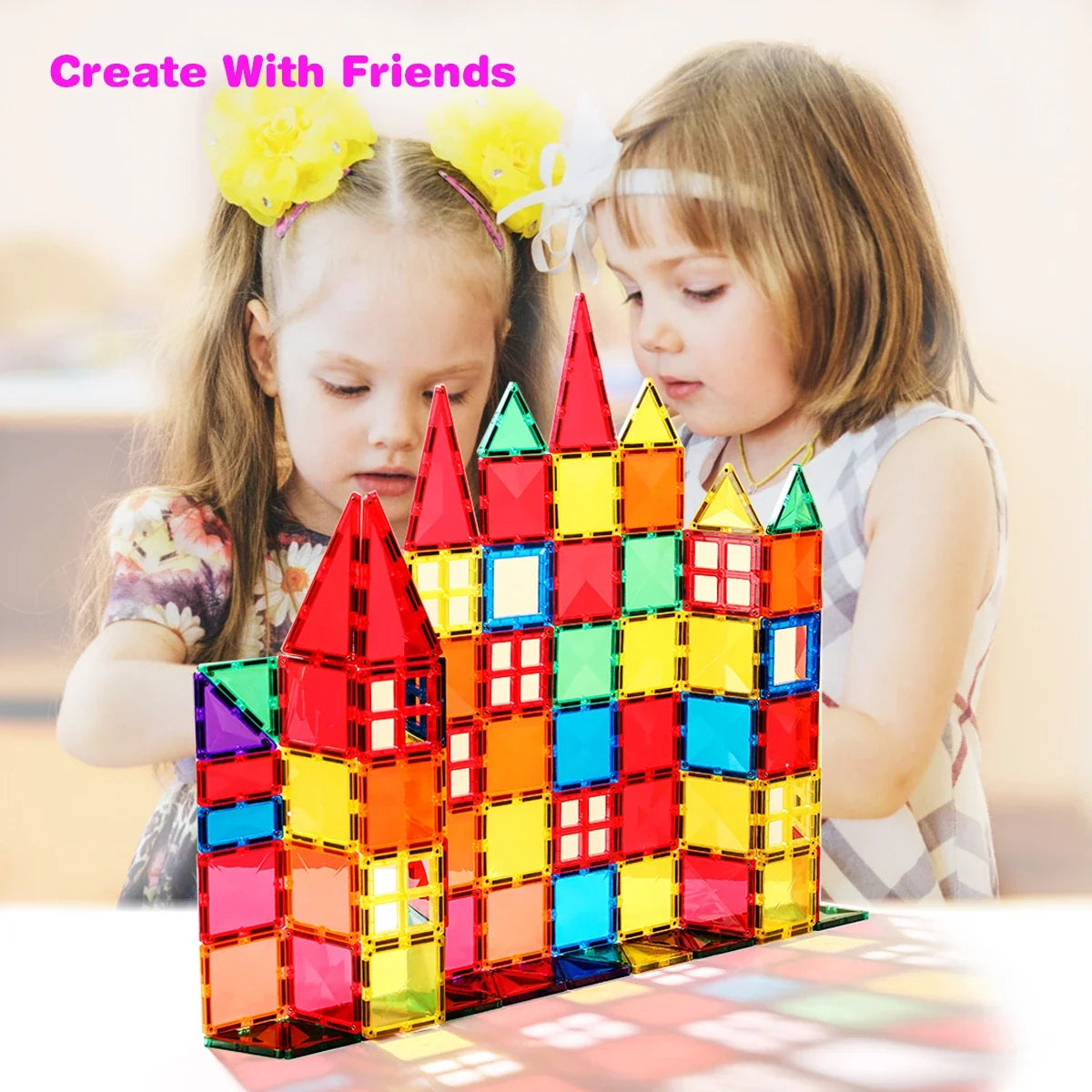 Magnetic Building Tiles Kit for Toddlers - Montessori Educational Toys for Boys and Girls Aged 3 and Up