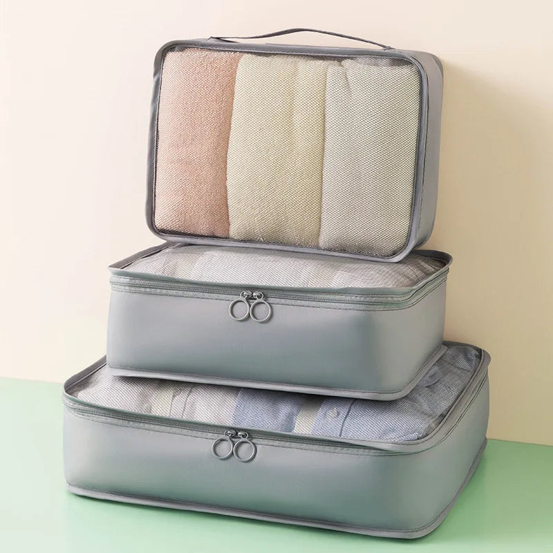 Travel Storage Bag Kit - Large Capacity Luggage Organizer for Clothes and Shoes Packing