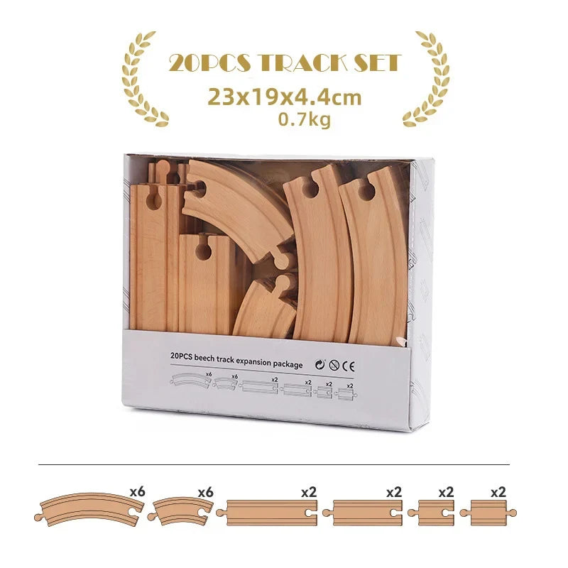 Beech Wood Train Track Kit - DIY Assembly Toy for Kids Eco-Friendly