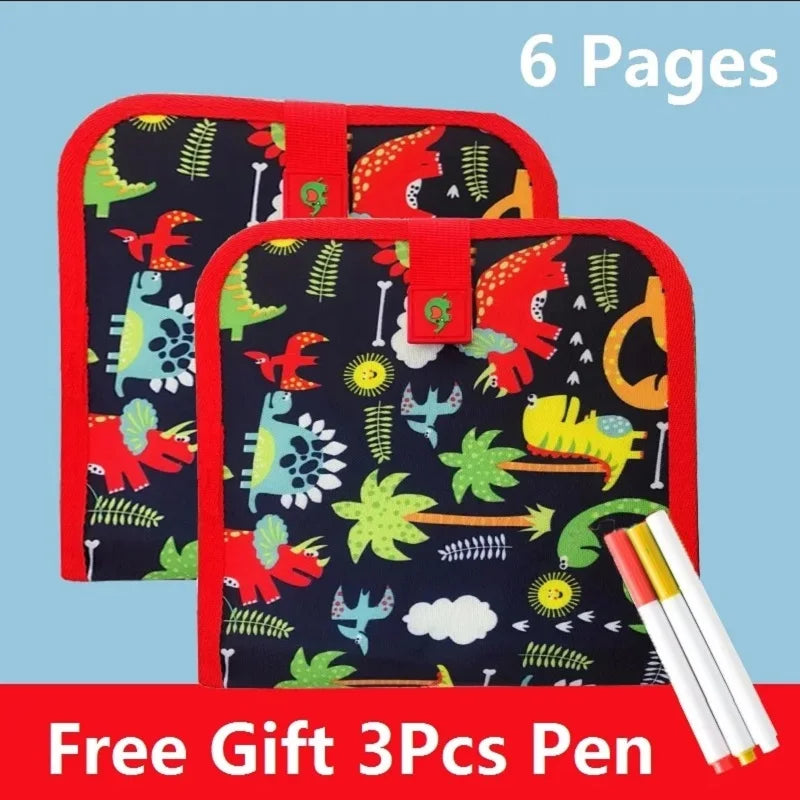 Magic 6-Sided Drawing Board for Kids - Educational Erase Board with 3 Chalk Pens, Transparent & Black Sides, Fun Coloring Activity