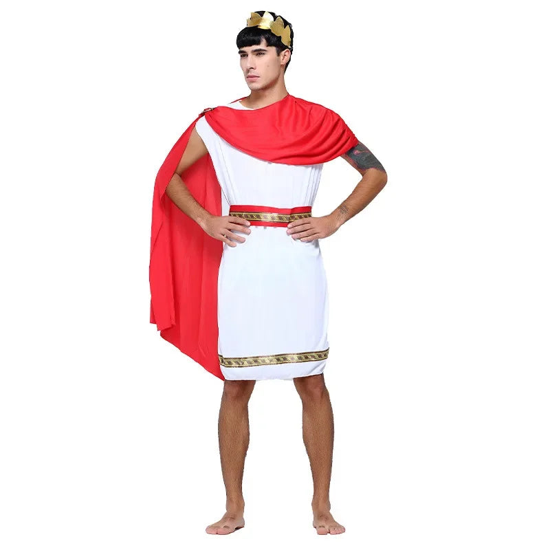 Variant image for Adult Greek God and Goddess Costume Set with Headdress, Robe, and Belt for Cosplay and Halloween Events-6