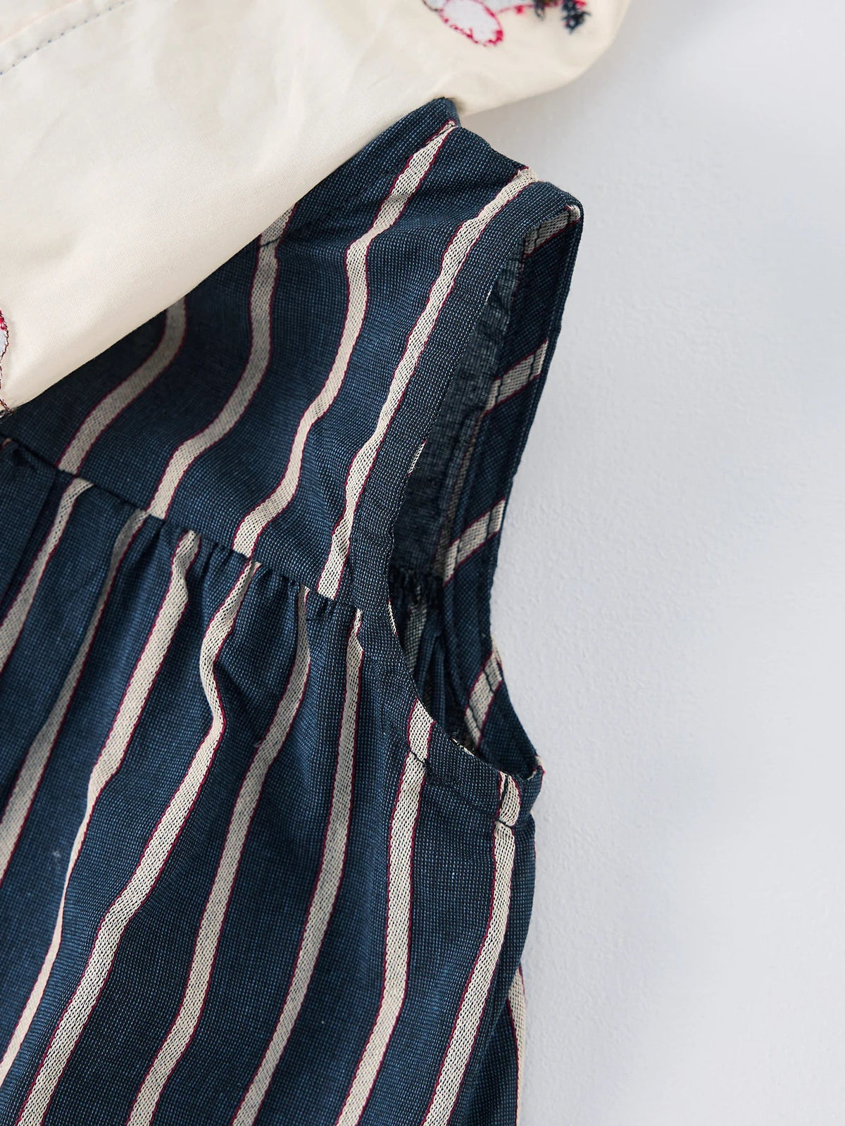 Light girls' dress - sailor collar, striped pleated skirt, cotton-elastane blend, summer casual