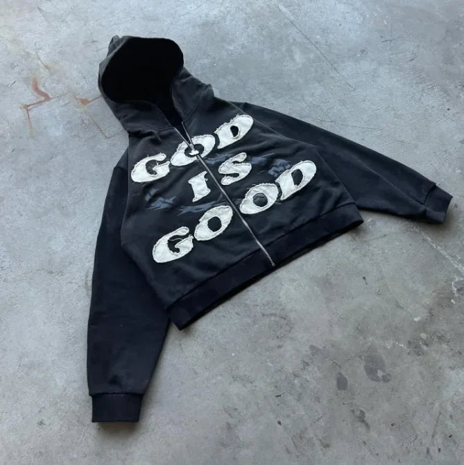 Unisex Oversized Zip-Up Hoodie - Boxy Cut, Knit, Street